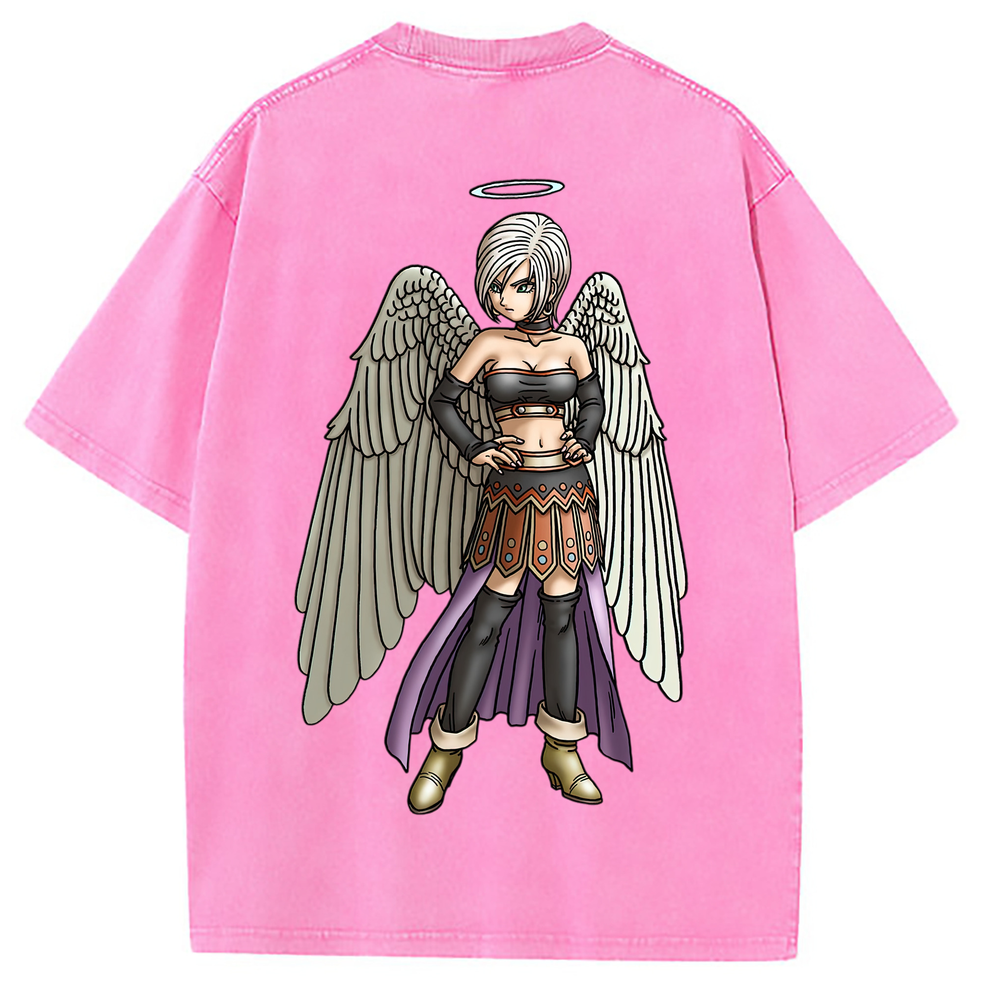 （画像用） ドラゴンクエスト Doragon Kuesuto Dragon Quest 綿100% ヴィンテージ風 半袖Tシャツ（背面プリント）